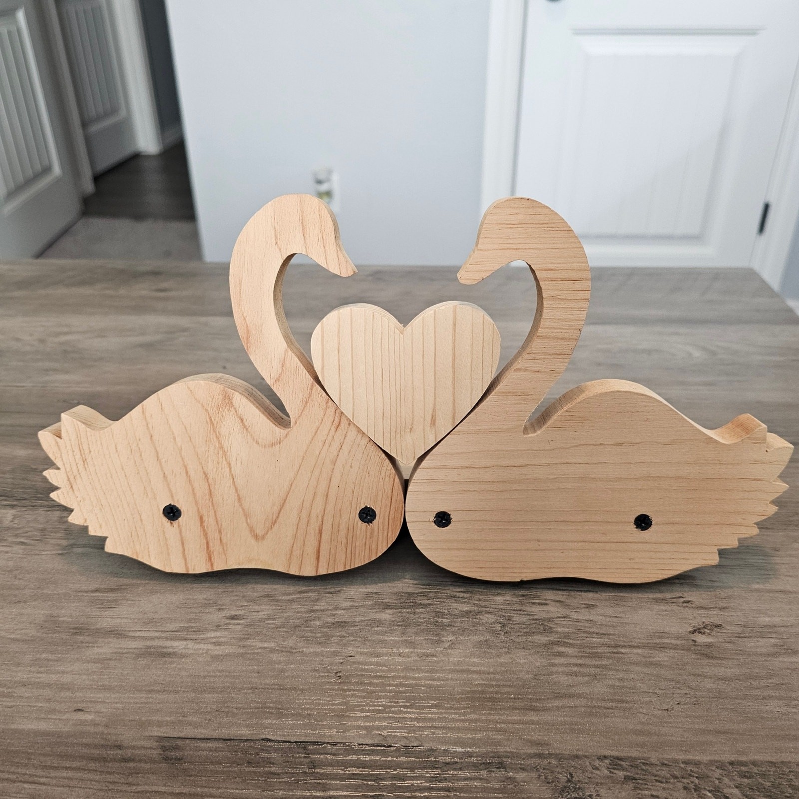 Vintage Wood Swan Shelf Wall Mount 90s Heart Cottage Coquette Decor Ducks Birds