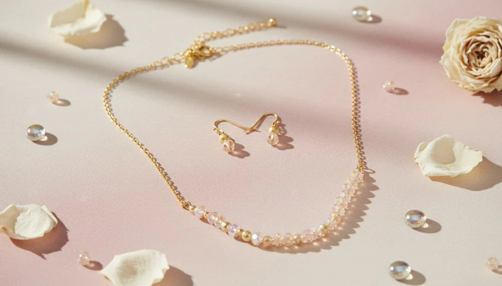 Beaded Crystal Chain Set Necklace