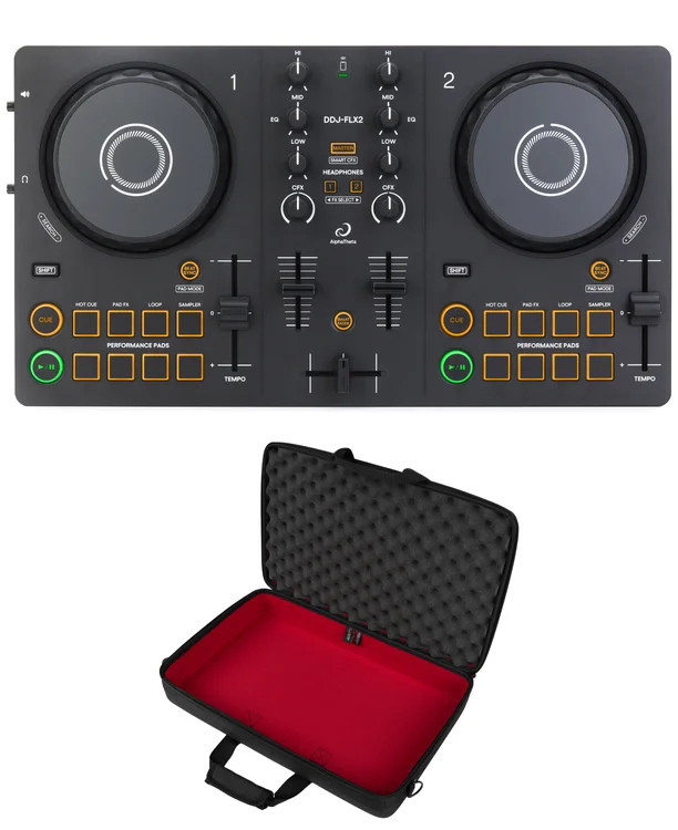 AlphaTheta DDJ-FLX2 2-deck DJ Controller with Soft Case