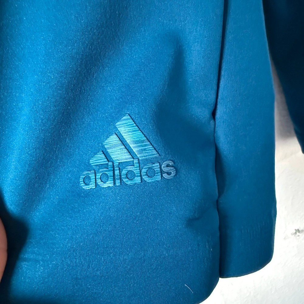 Adidas Running Jacket Full Zip Teal Blue Long Sleeve Size Medium