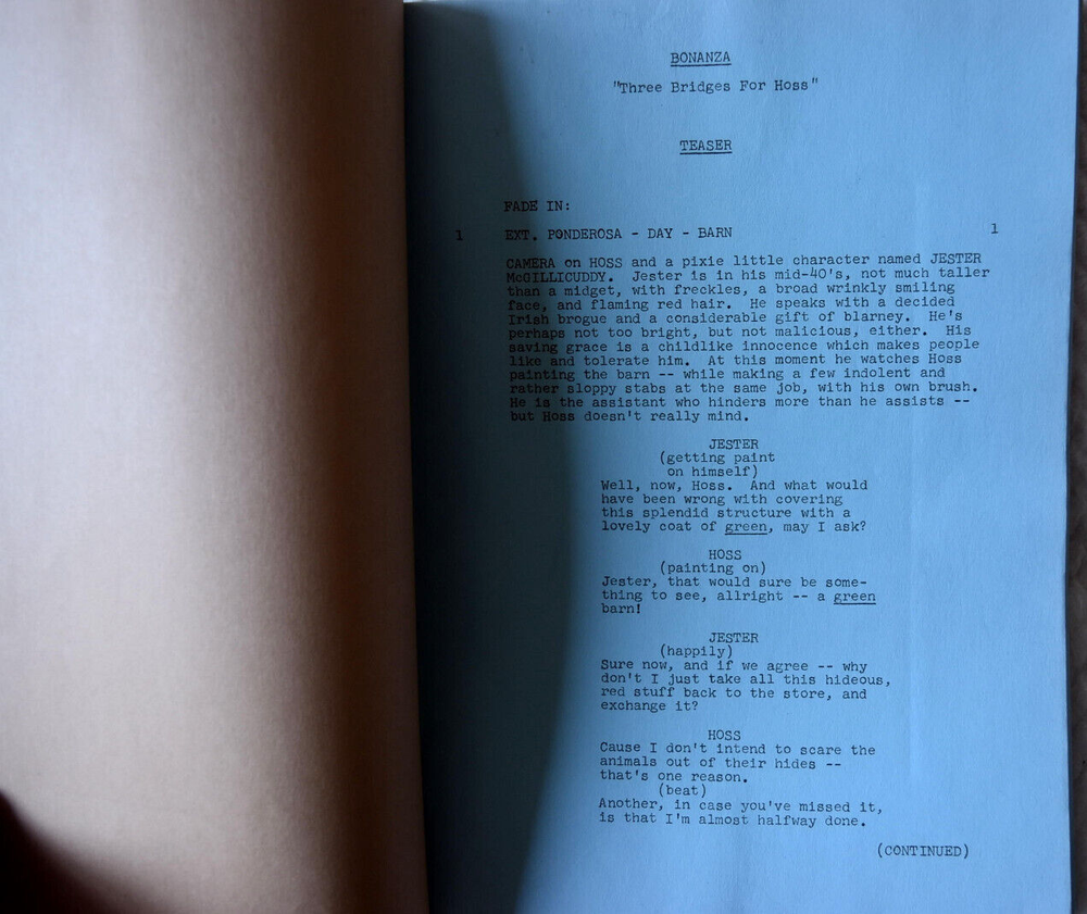 1965 Bonanza "Three Brides for Ross" Original Screenplay Script