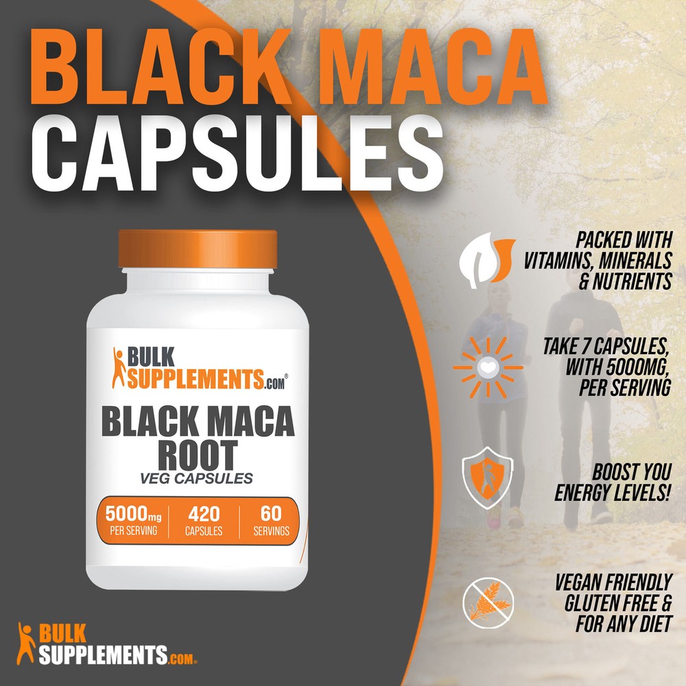 BulkSupplements Black Maca Root 420 Capsules - 5000mg Per Serving
