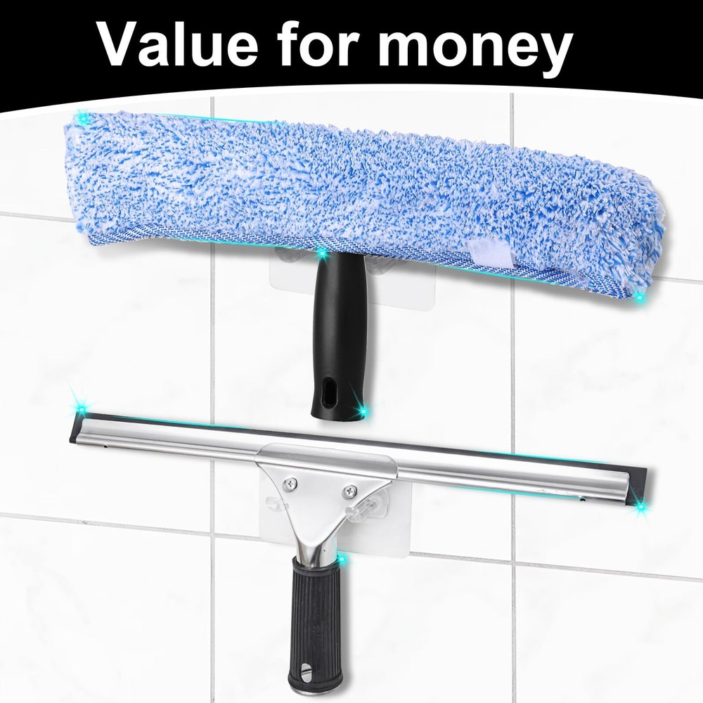 2Pack 14-Inch Multifunctional Rust Proof Window Cleaning Kit. for Shower Glas...