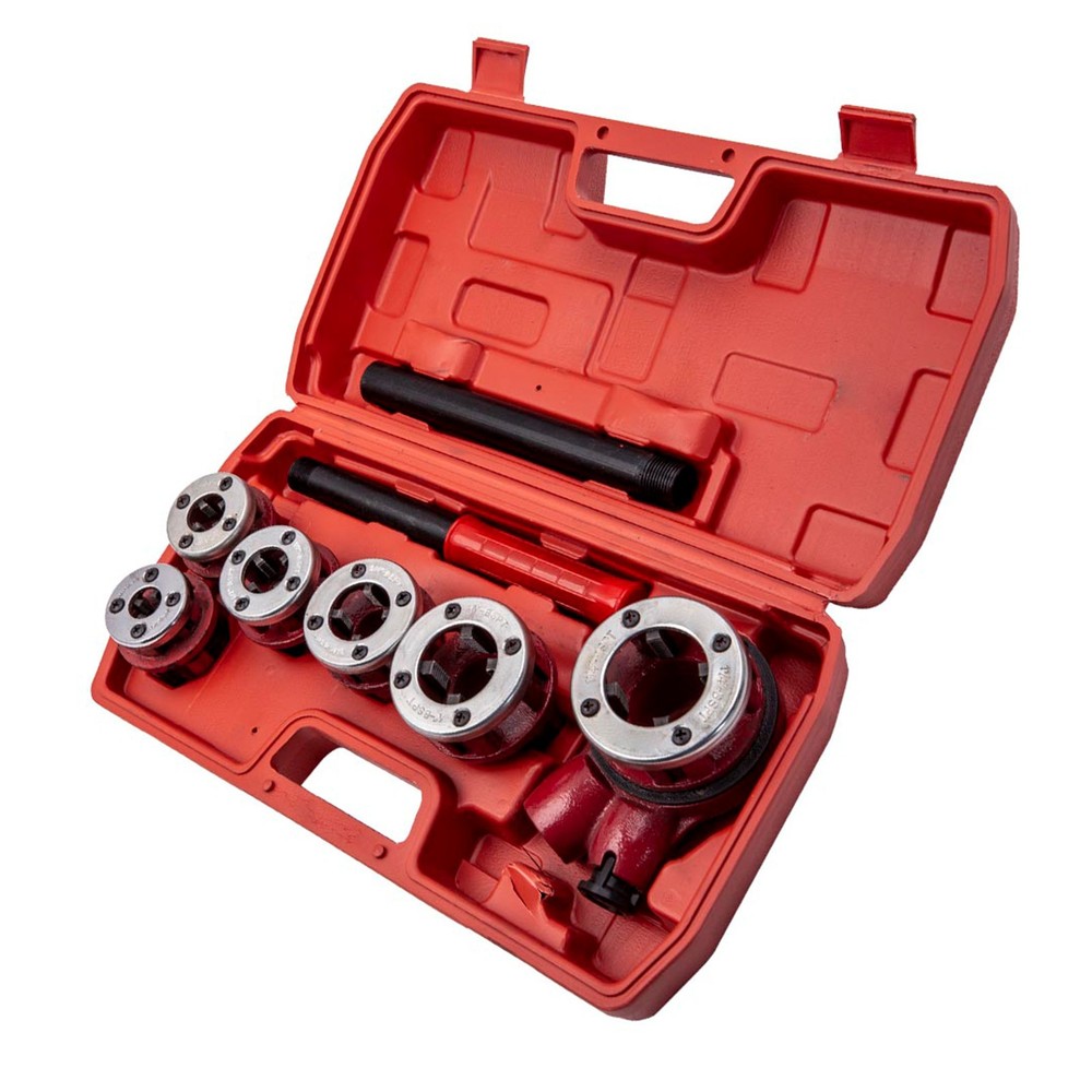 Ratcheting Pipe Thread Threader Die Hinge Plate Head Handle Tool Set 1/2'' new