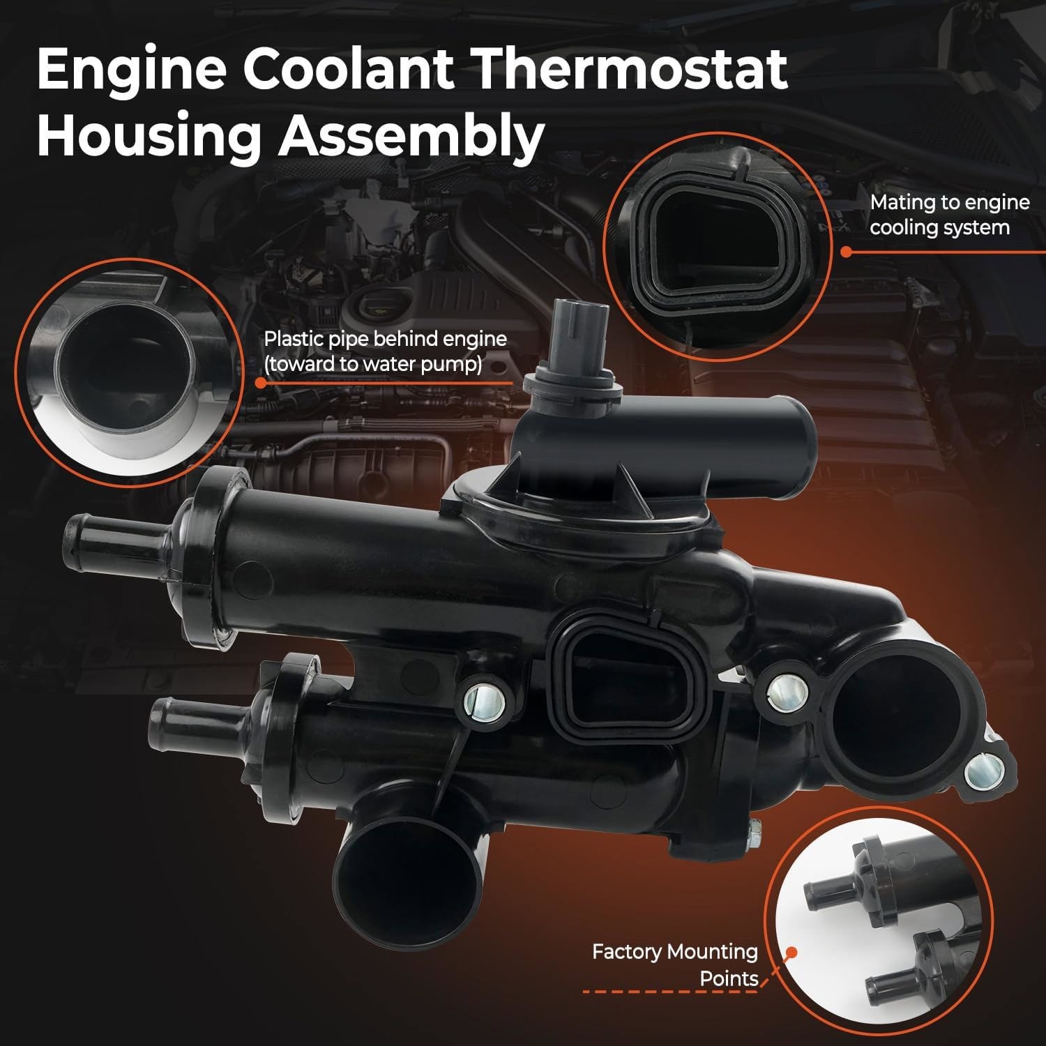 Engine Coolant Thermostat Housing Assembly for Dodge Chrysler 200 Jeep 2.0/2.4L