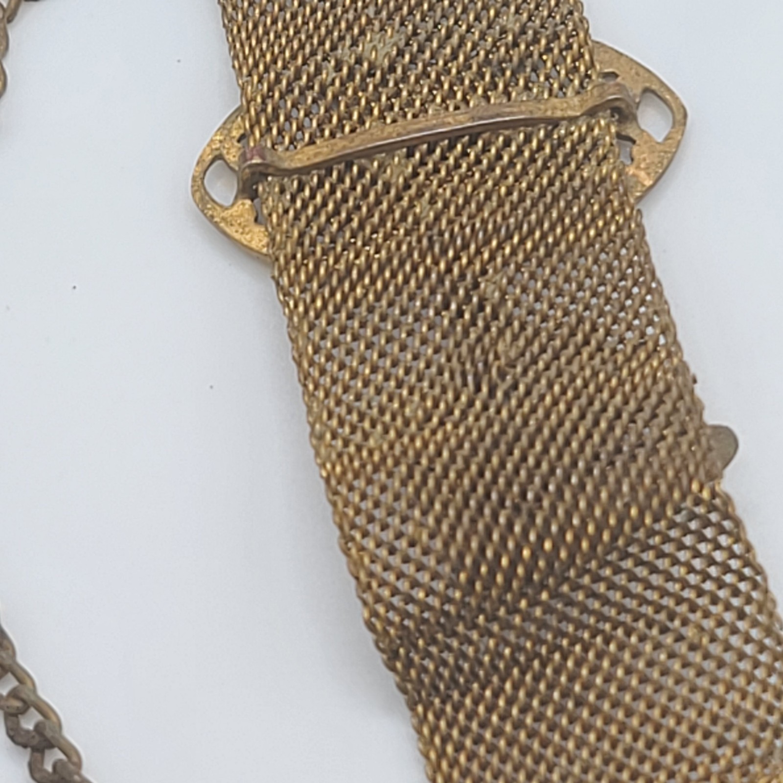 Vintage Mesh Watch Fob Seal Gold Tone READ