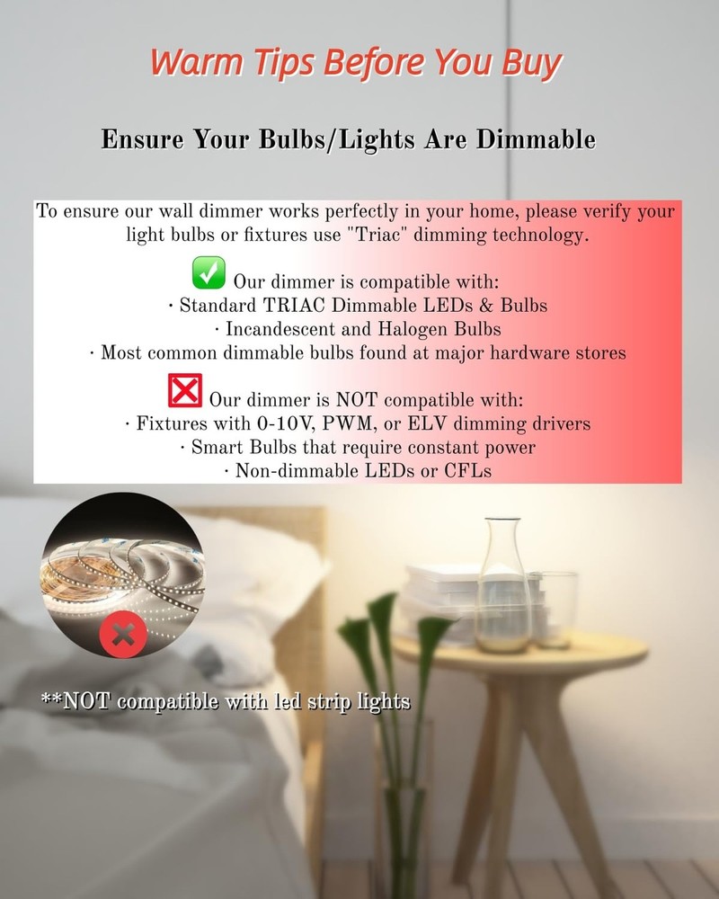 Wireless Dimmer Switch, 2 Remote Light and 1 Receiver kit, Work with Alexa Vo...