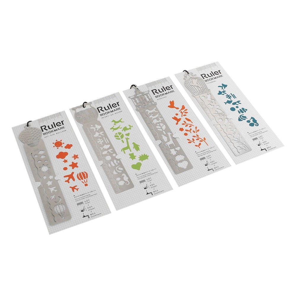 Stencil Ruler Portable Multifunctional 4 Cartoon Pattern Templates Handbook