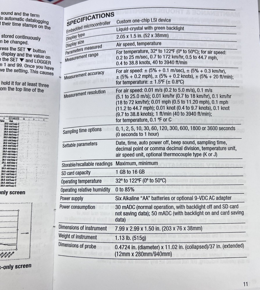 General Tools HWA4214SD Digital Hot Wire Anemometer, with Data Logging SD Card