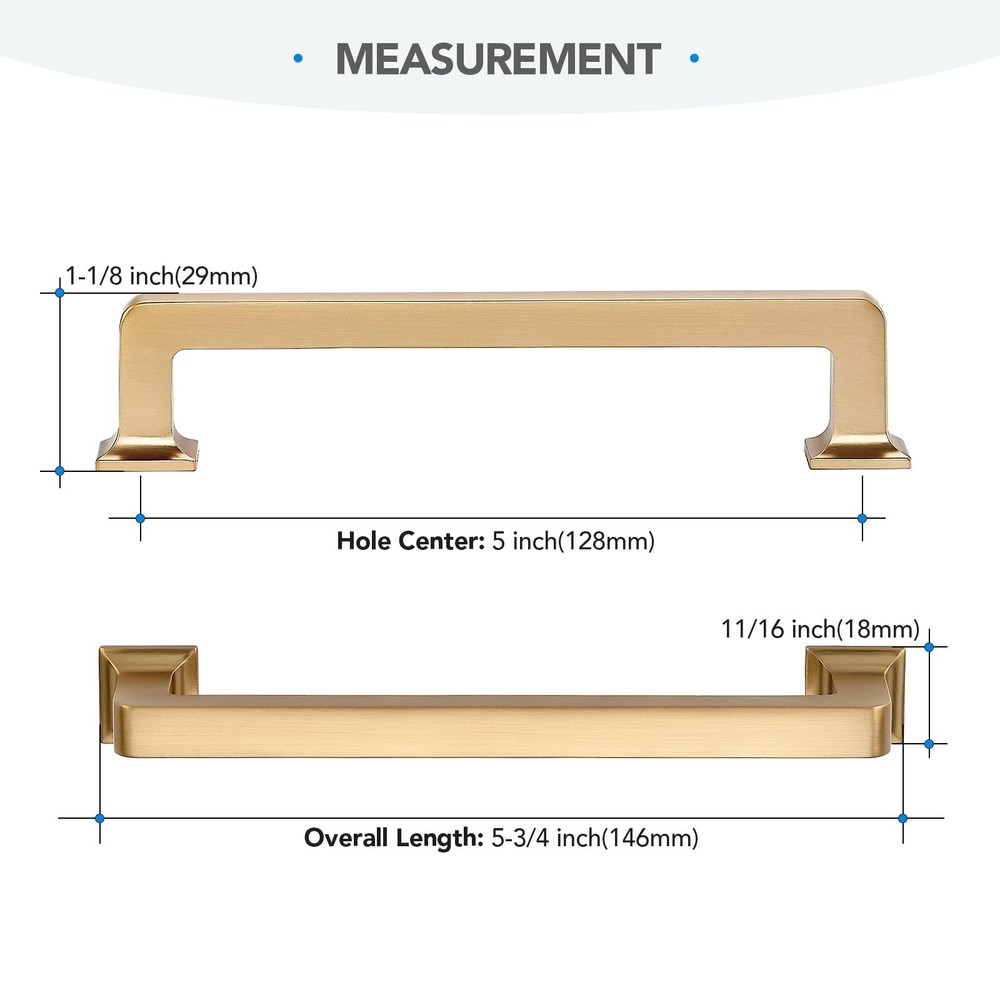 10 Pack 5 Inch Champagne Bronze Cabinet Handles Solid Alloy Pulls for Kitchen...