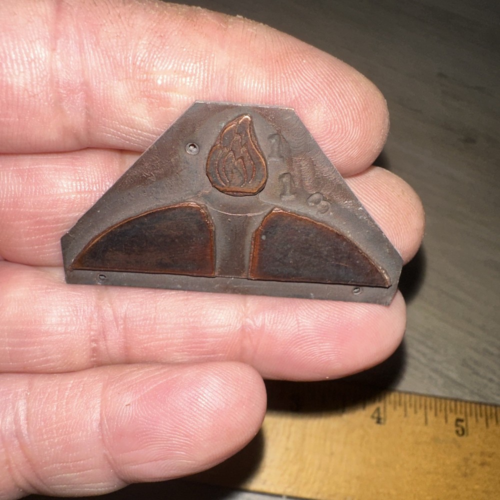Printing Block “ Burning Flame “ Copper Face
