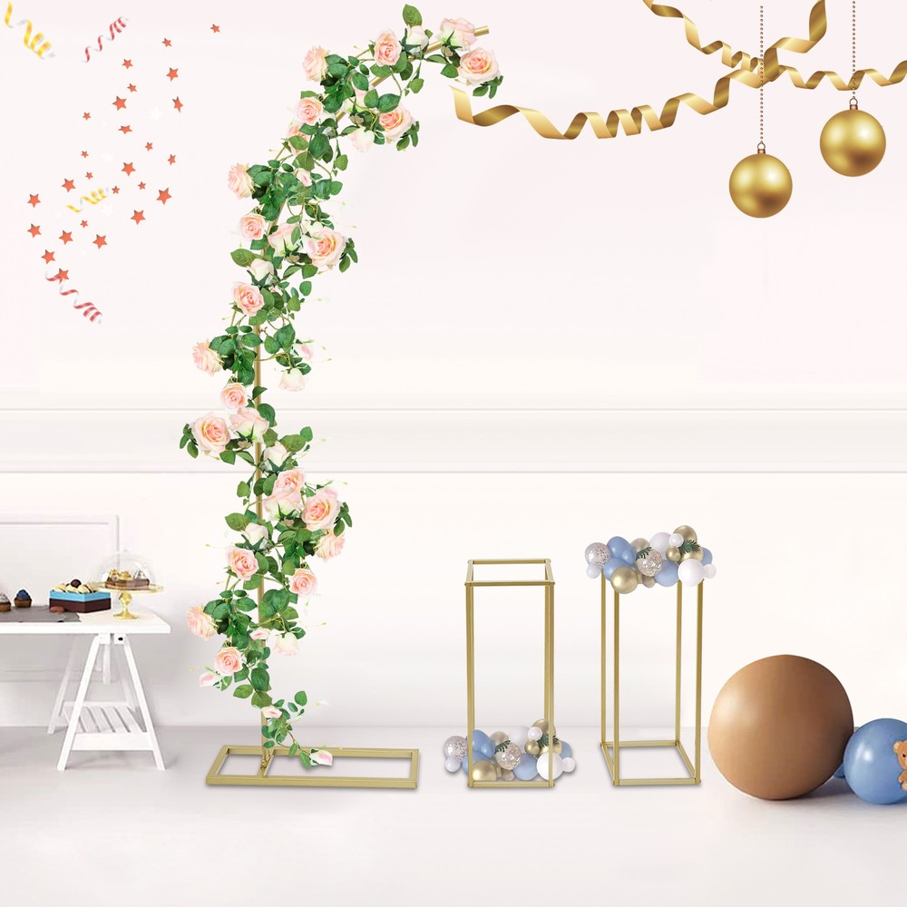 GOLD Metal Wedding Stand For Wedding Events Party Rectangular+Arch 3pcs