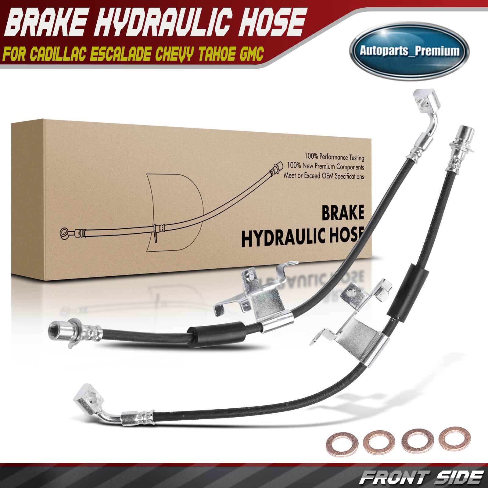 2x Front Left & Right Brake Hydraulic Hose for Cadillac Escalade Chevy Tahoe GMC