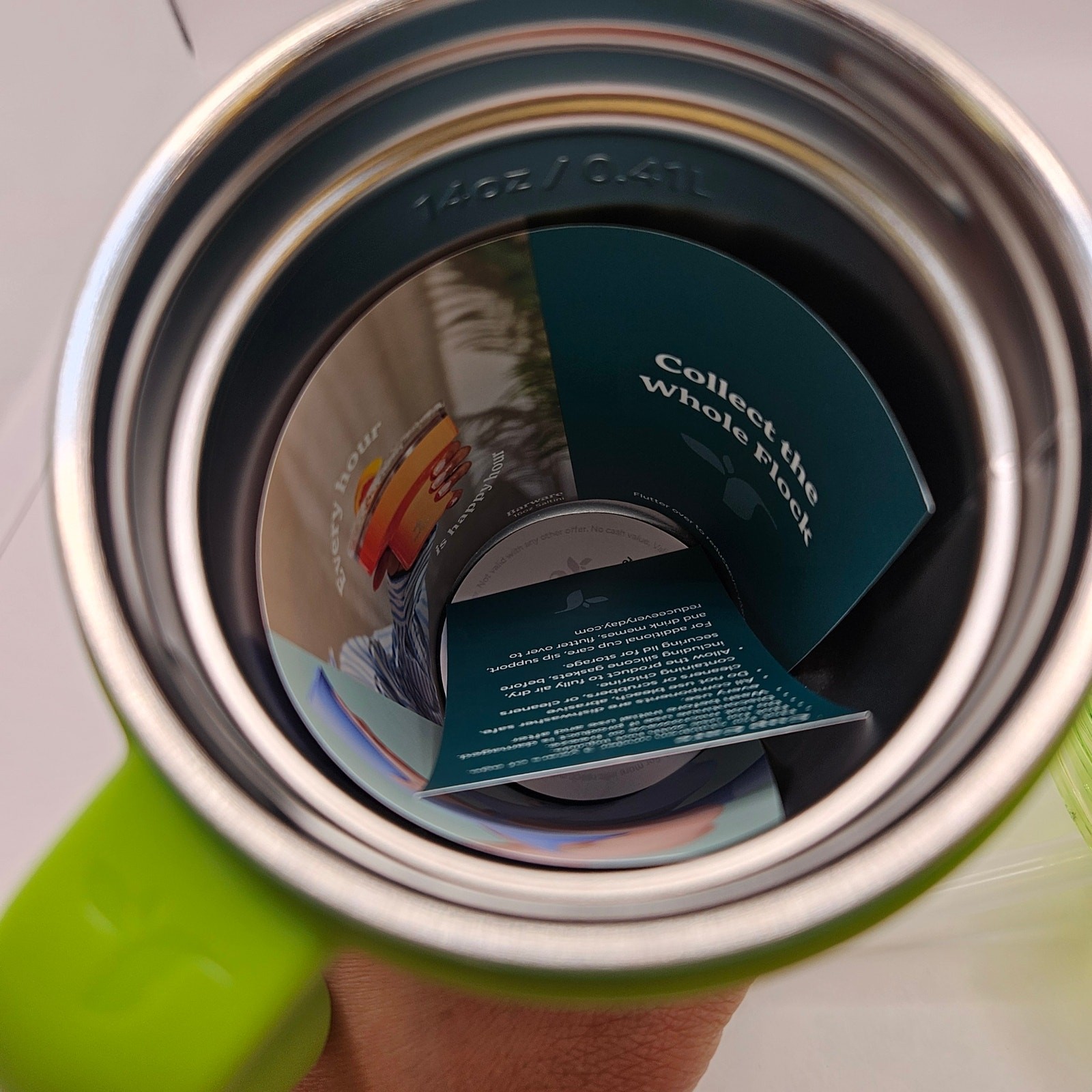 REDUCE 14oz GREEN COLDEE VACUUM INSULATED STAINLESS STEEL STRAW TUMBLER