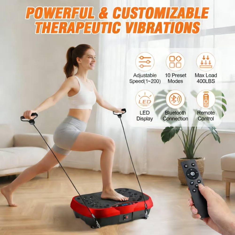 Vibration Plate Exercise Machine, 10 Modes & 200-Level Vibration Platform for...