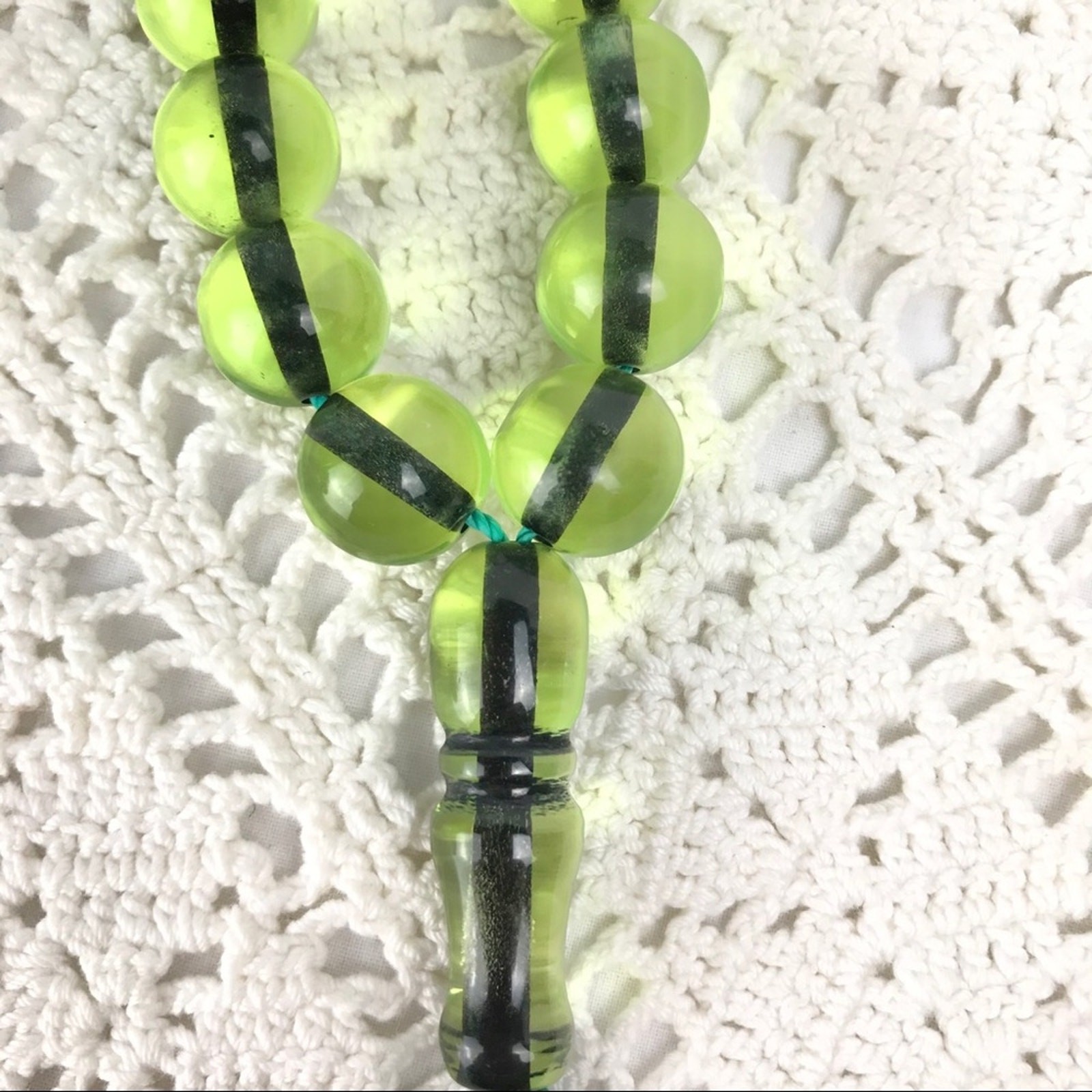 Vintage Middle Eastern Prayer Beads Green Eagle Medallion Meditation Worry