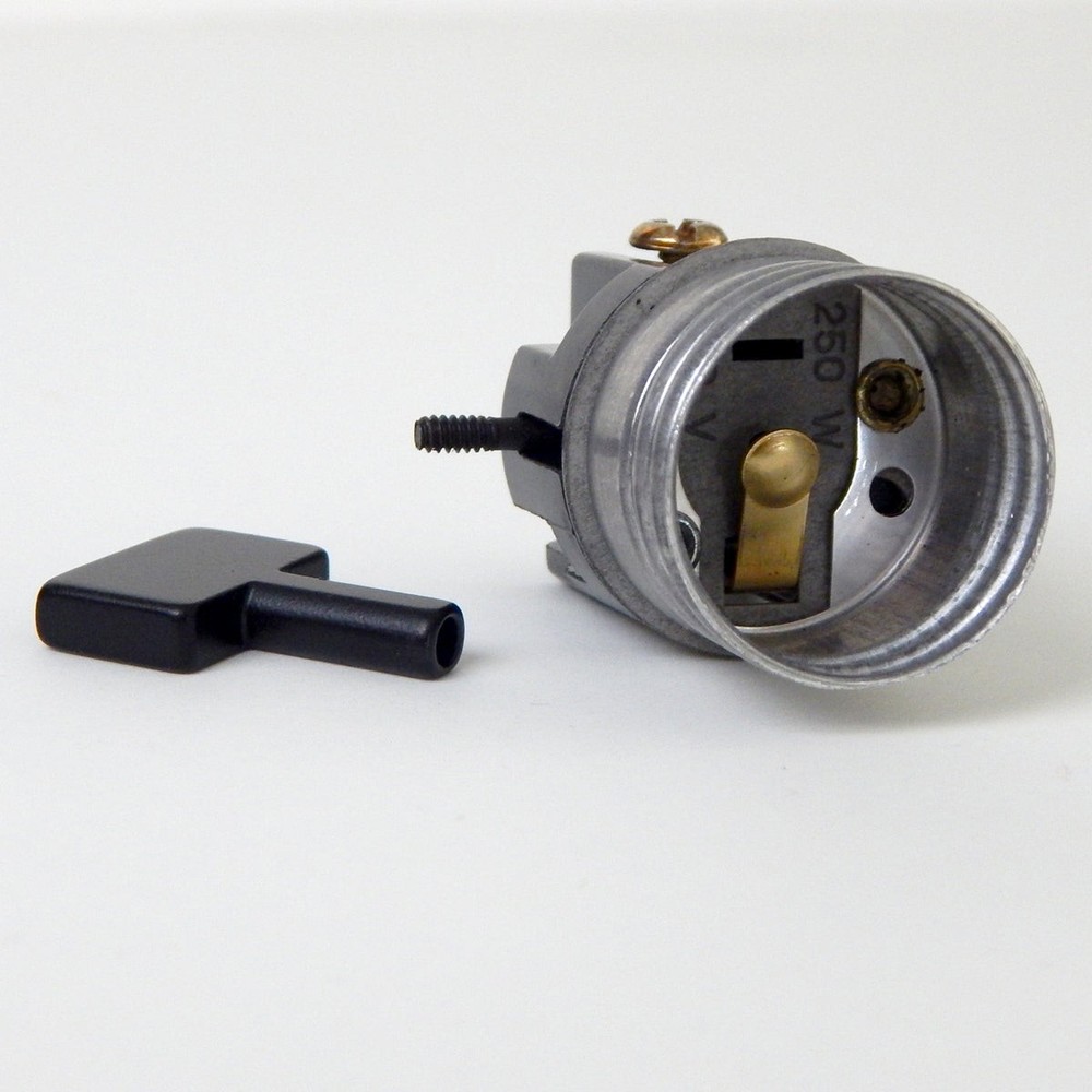 On / Off Medium Base Turn Key Socket Guts Removable Metal Paddle