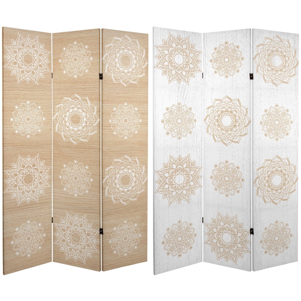 6 ft. Tall Double Sided Mandala on Birch Canvas Room Divider