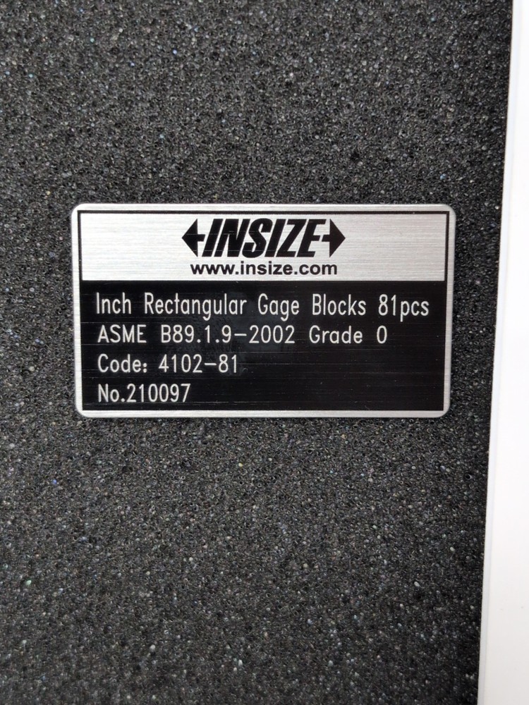 NEW Insize 4102-81 Gage Block Set Rectangular Shape Grade 0 w/cert from Fox V