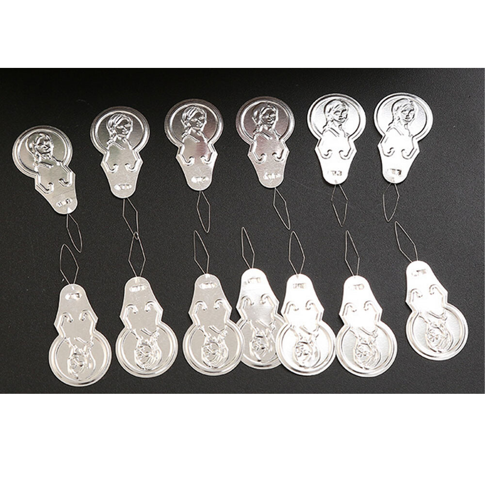 200pcs Metal Wire Needle Threader Silver Hand Sewing Stitch Insertion Tool 1.7"