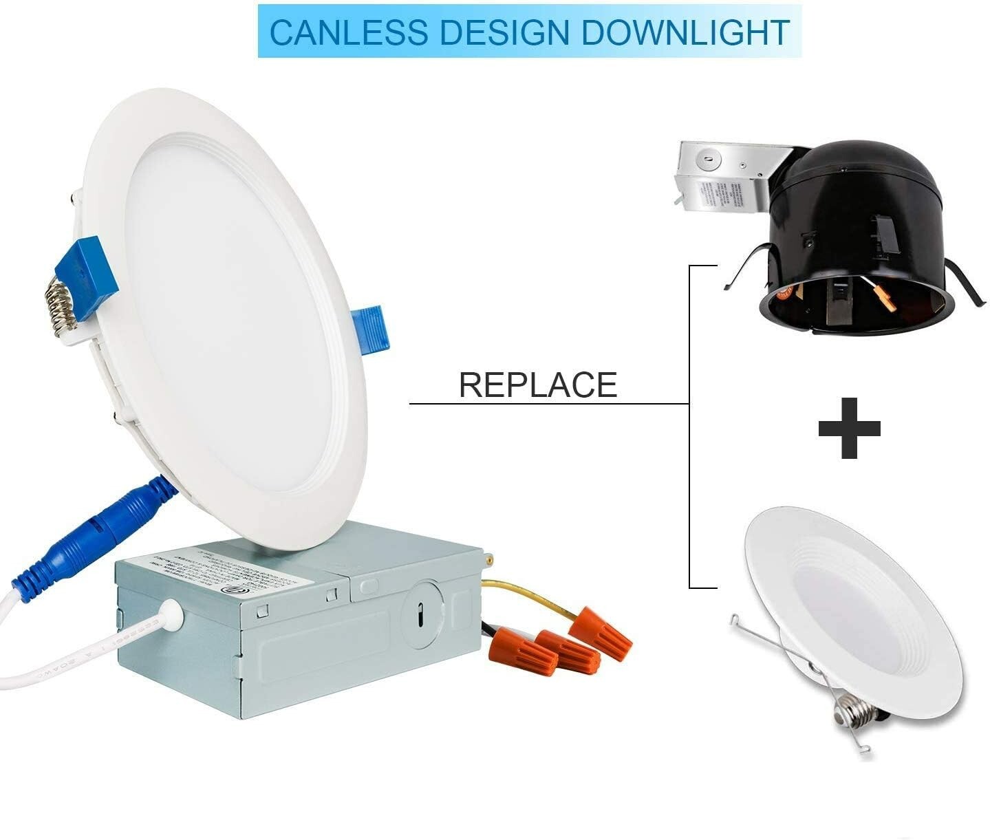 6 packs 6 inch Ultra-Thin Recessed Dimmable with Junction box 5000K