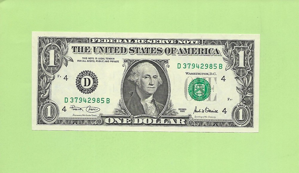 2001 ..UNCIRC $1  D 3794 2985 B  .... 2001 $1  D-B      NICE NOTE        FRN