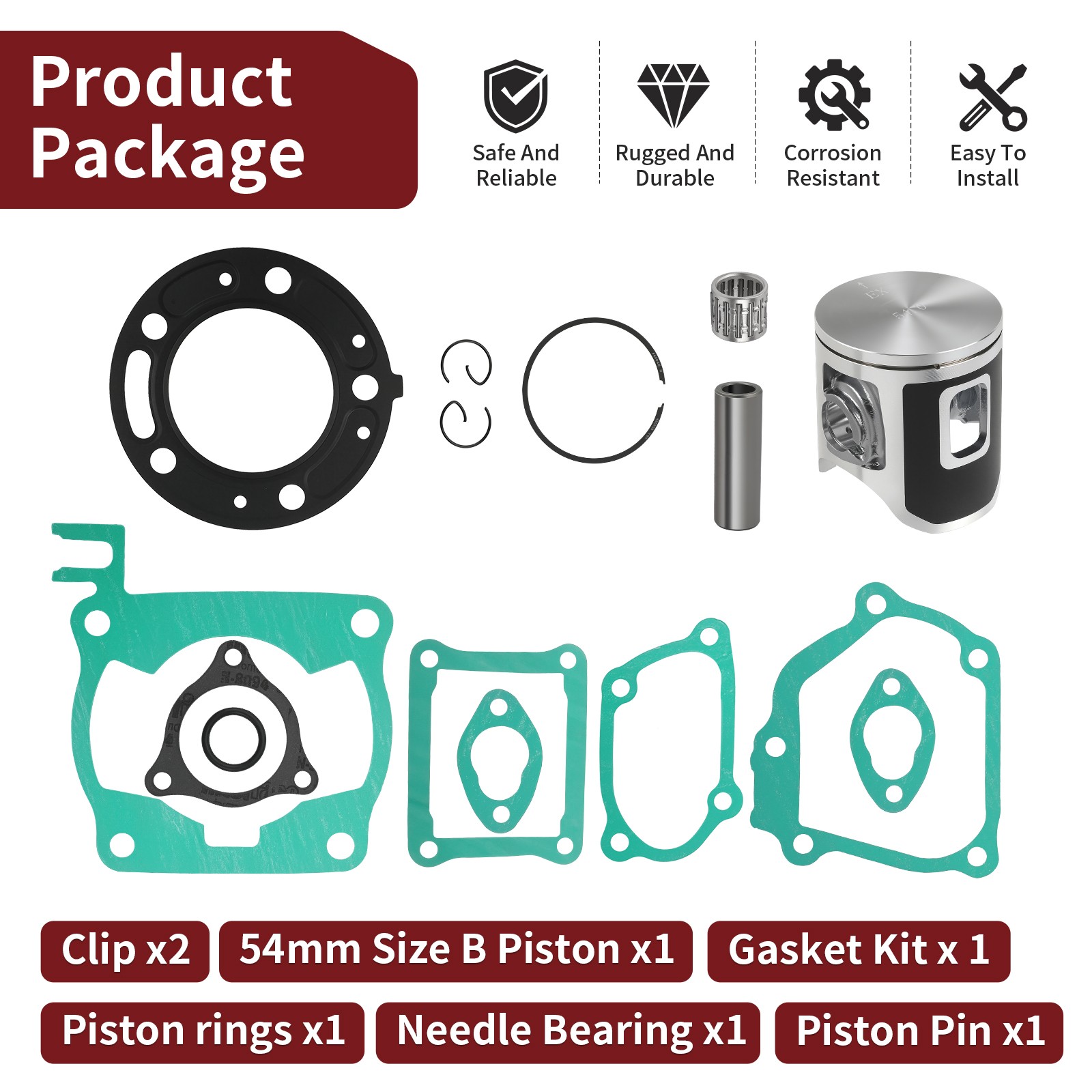Top End Rebuild Kit 54mm Size B Piston For Honda CR125R 1992-1999 13110-KZ4-505