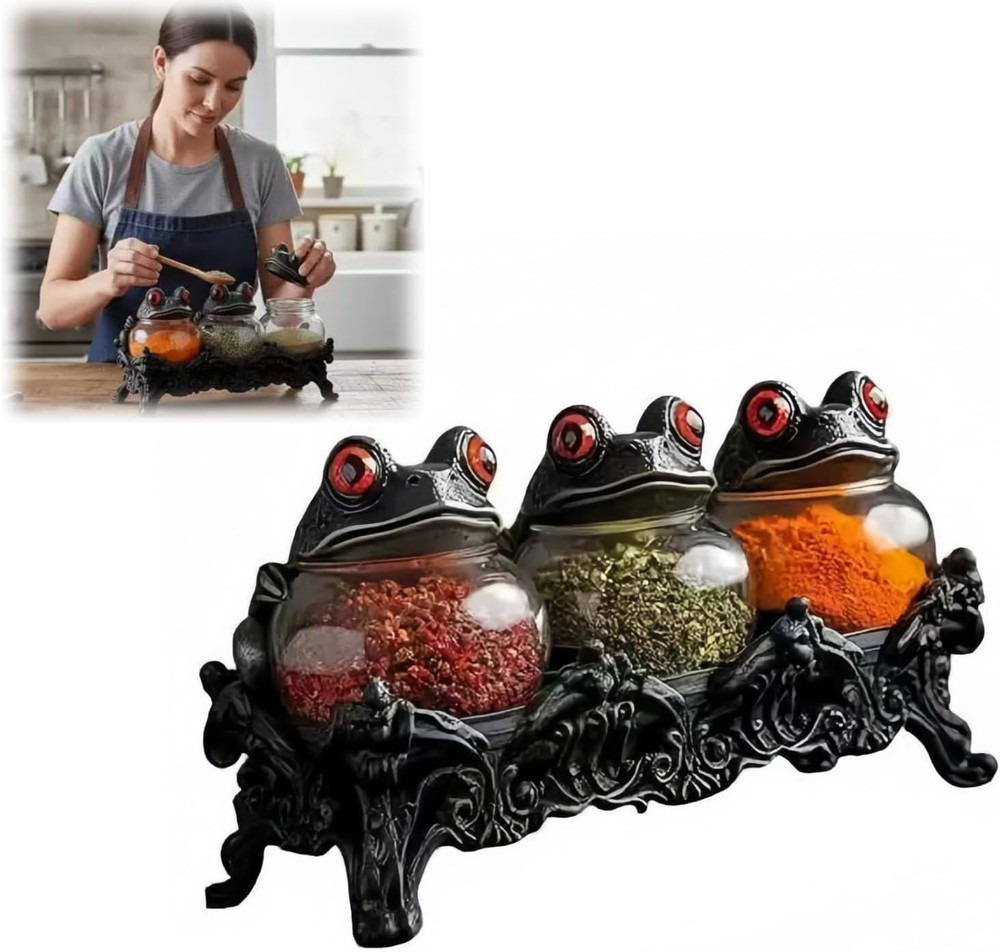Frog Apothecary Spice Jar Set Witchcore Kitchen Decor