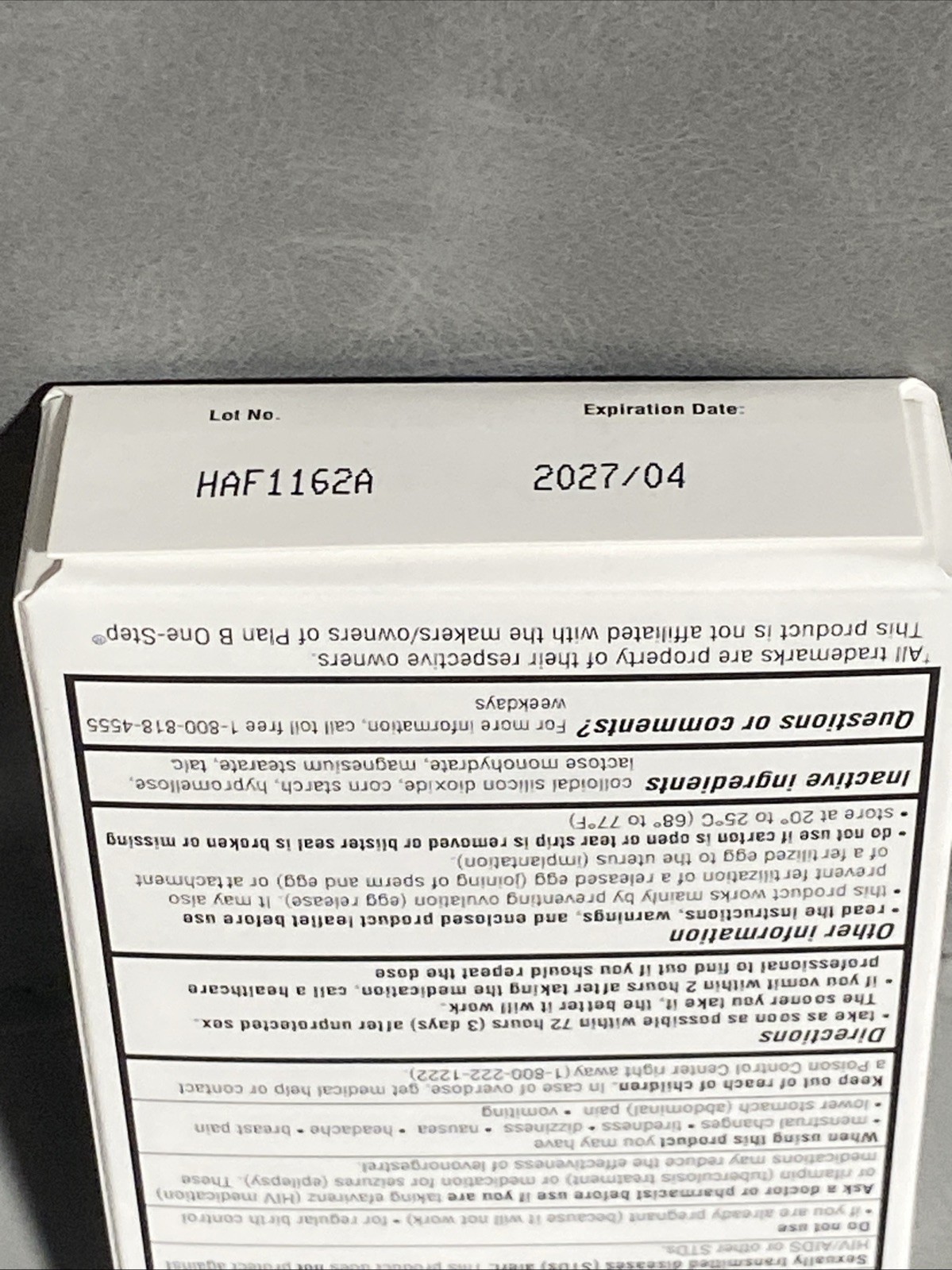 3 x My Choice Emergency Contraceptive (Compare to Plan B One Step) Exp 04/2027