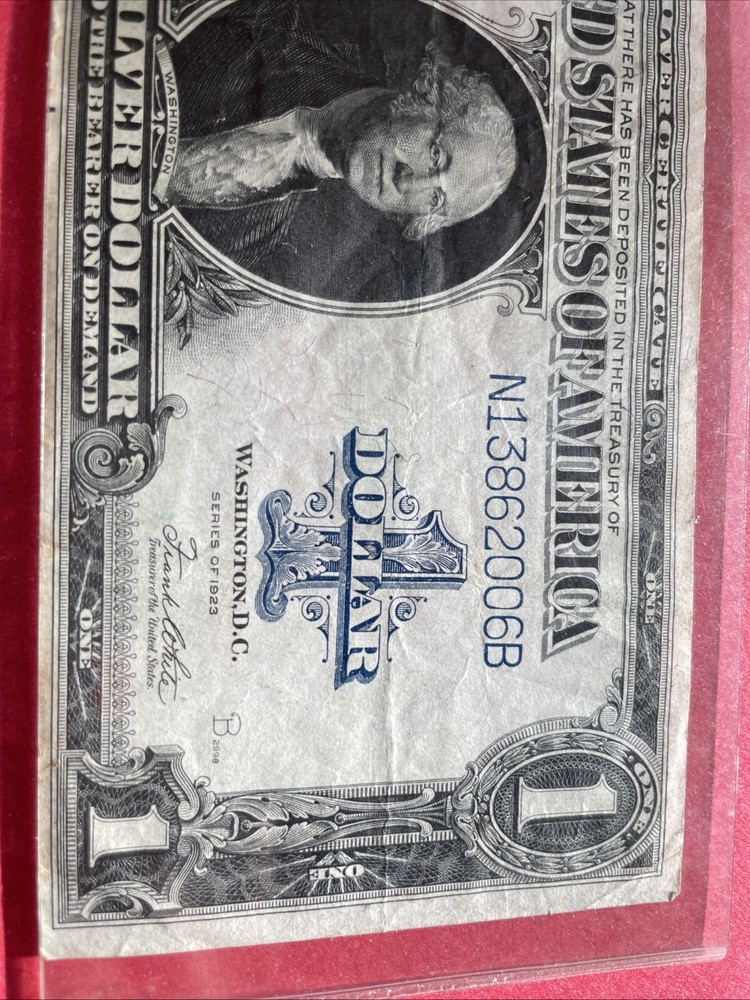 1923 ONE SILVER DOLLAR HORSE BLANKET SILVER CERTIFICATE LARGE SIZE US MINT NOTE