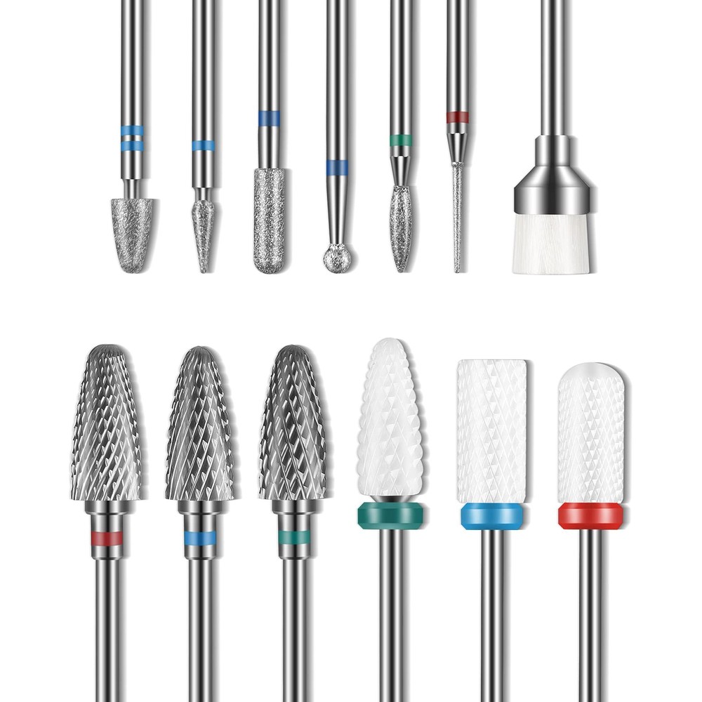 13PC Nail Drill Bits Set, Drill Bits for Nails, 3pcs Tungsten Carbide Drill B...