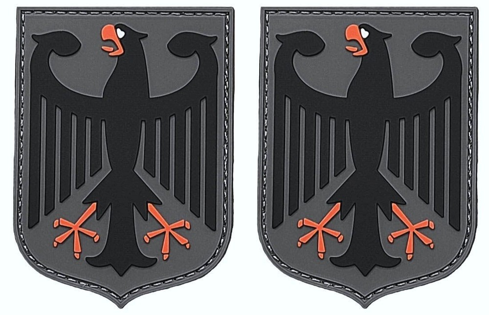 German Eagle Military Shield PVC RUBBER PATCH | 2PC HOOK BACKING  3"X2.1"