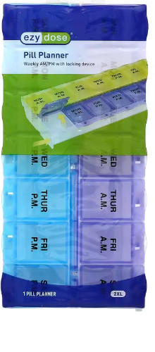 7 DAY WEEKLY PILL PLANNER ORGANIZER 2 XL Locking Pill Case