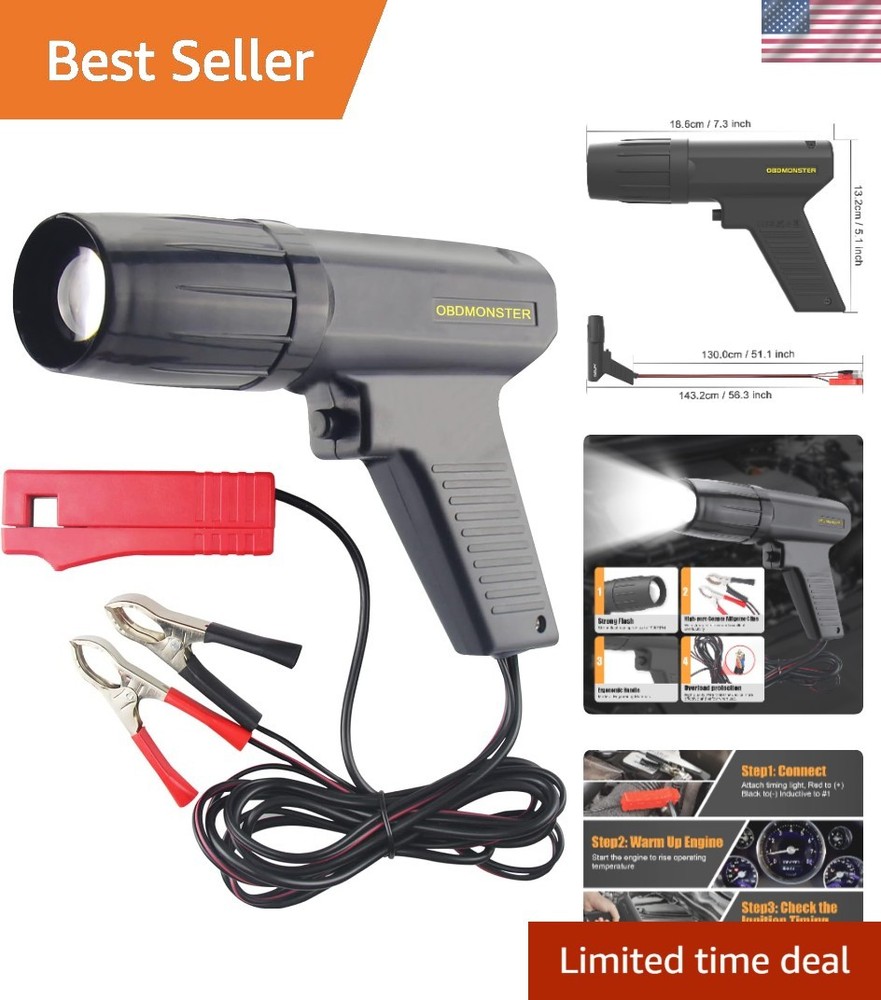 Ergonomic 12V Inductive Timing Light for 2&4 Stroke Engines - Diagnostic Tool