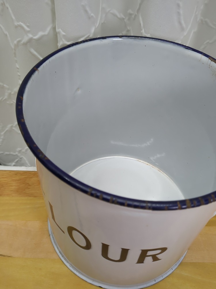 Enamelware Flour Pot