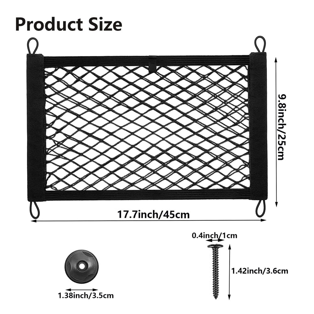 2PACK Small Cargo Nets Elastic Stretchable Pocket Storage Mesh 17.7x9.8 Inch