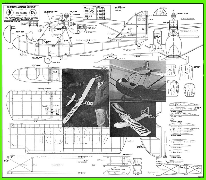 Model Airplane Plans (FF): Curtiss-Wright 'Junior' 48" Scale for 1cc Engines