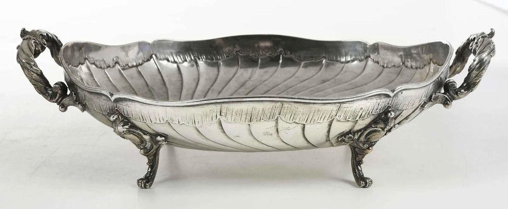 19C Antique German 800 Silver Serving Dishes Pair