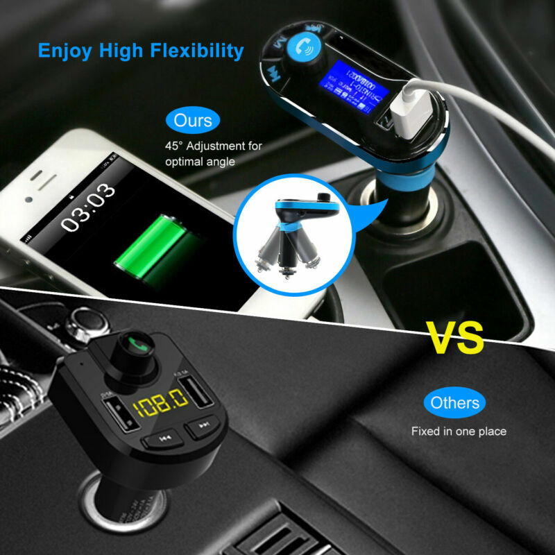 Car Wireless FM Transmitter MP3 Player Aux Kit 2 USB Charger Hands-Free w/Remote