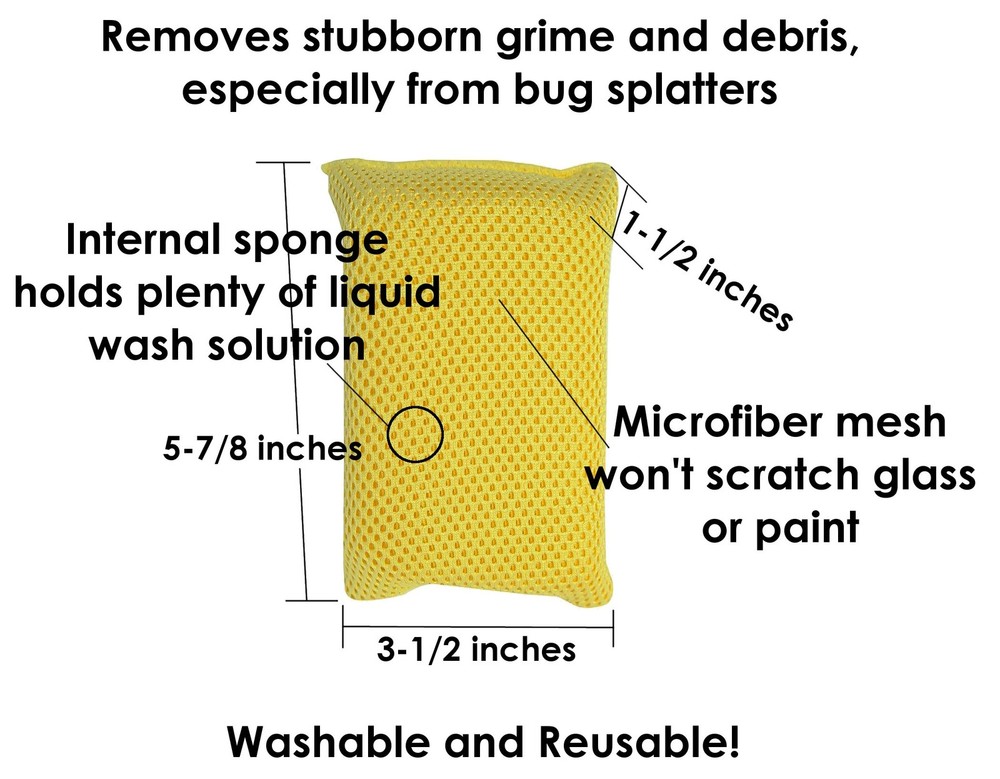 6-Pack, Bug Scrubber Sponge, Yellow, Large Microfiber