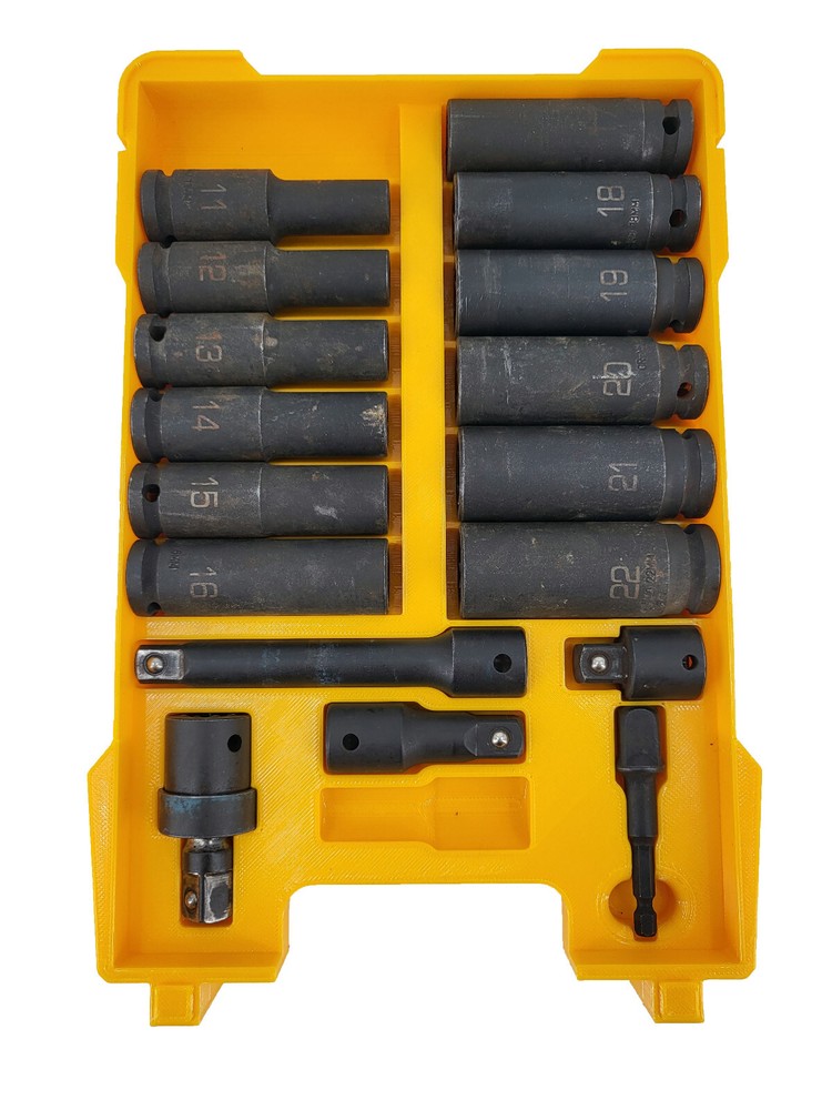 Milwaukee Packout Compact Compatible Dewalt 1/2" Metric Deep Impact Socket Tray