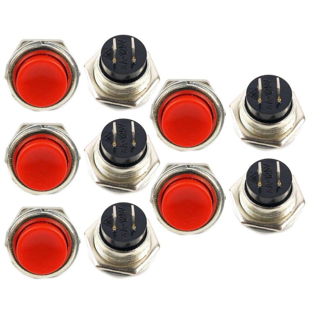 10* Small Self-Reset Round Button Head Power Switch Circle Kill Button Switch L