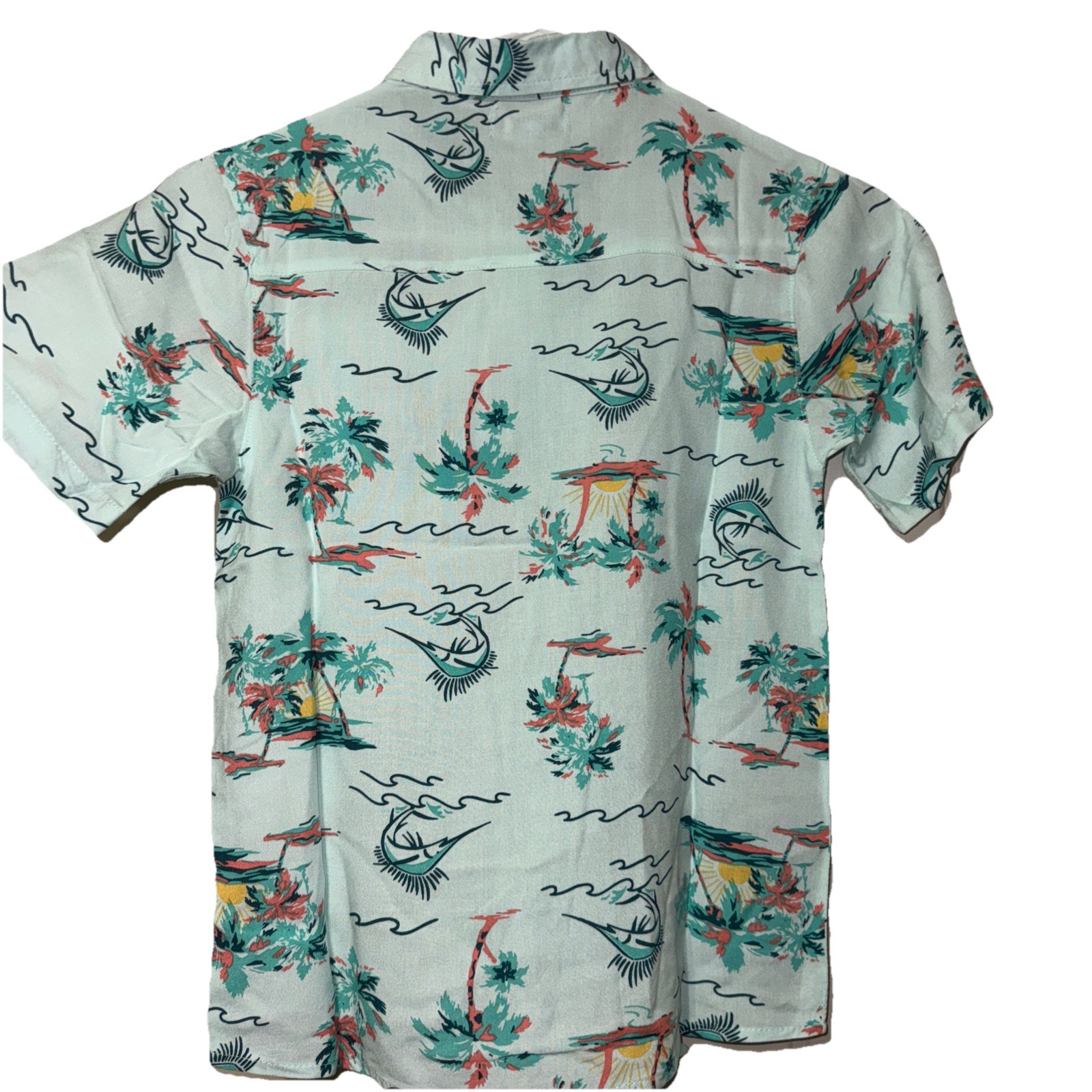 Tommy Bahama Tropical Fishing Button Up Collared Short Sleeve Shirt Boys Size 8