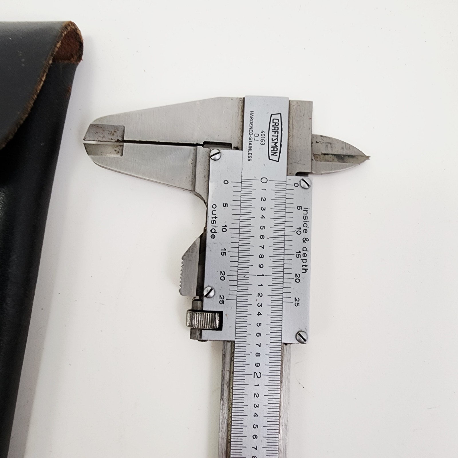 Vtg Craftsman 40163 DJ Stainless Steel Caliper Tool West Germany w/ Leather Case