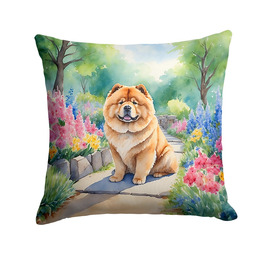 Chow Chow Fawn Spring Garden Path Throw Pillow