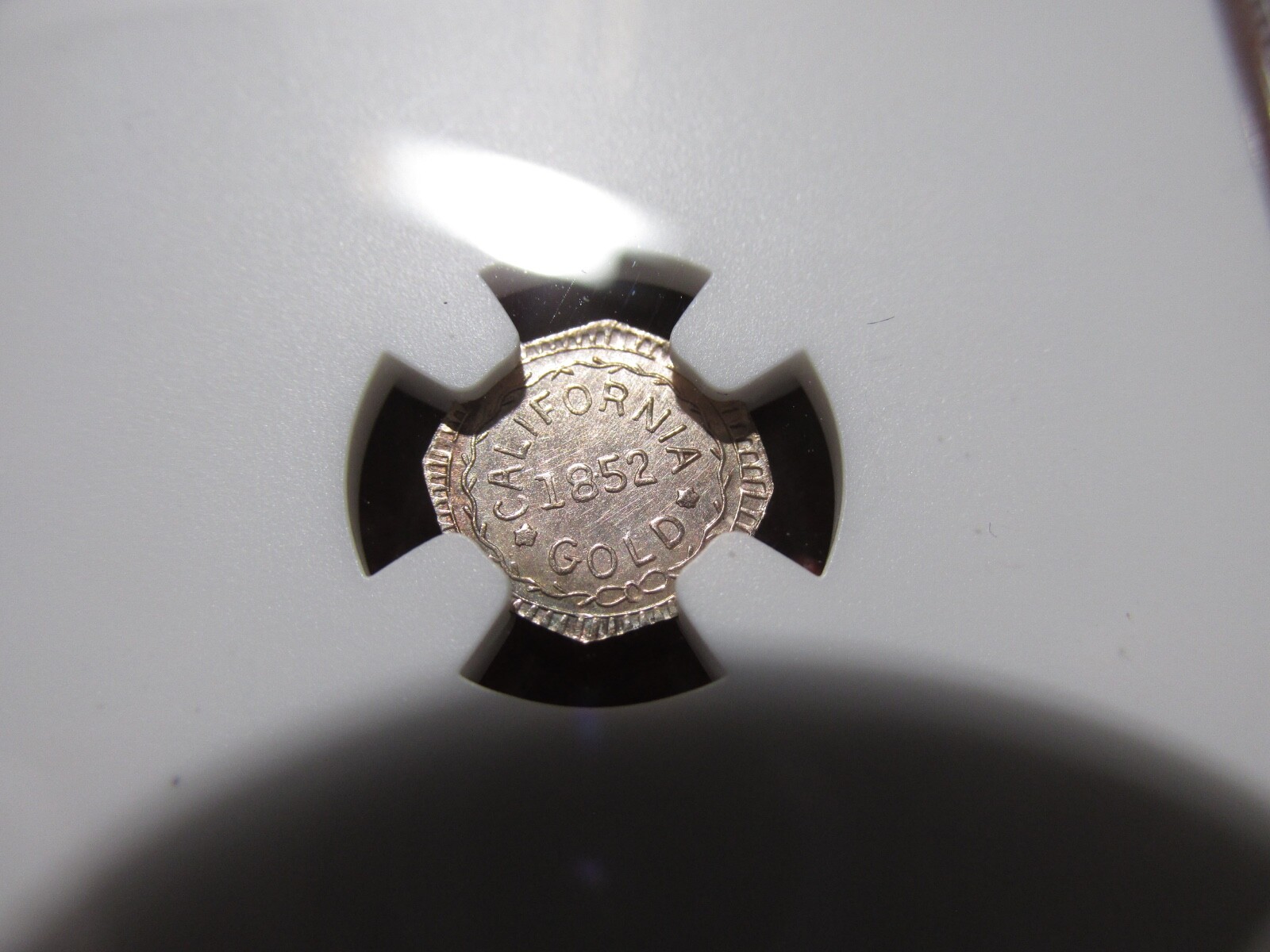 1852-Dated CAL. Octagonal Token...Indian - Wreath NGC UNC Details