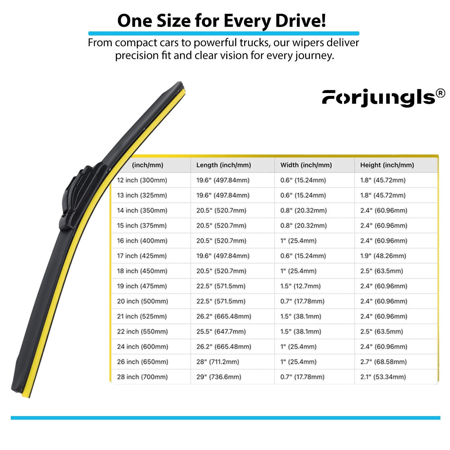 All Season beam Wiper Blades size 26" &22" Windshield Front Right &Left-SET OF 2