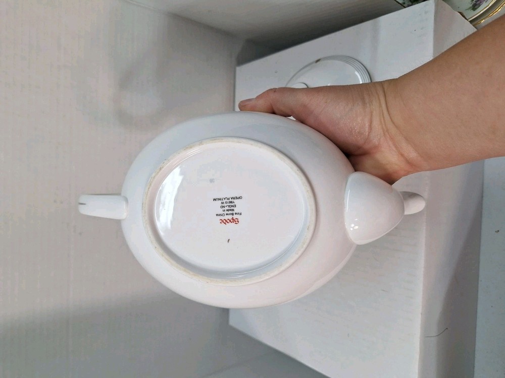 Vtg Spode Teapot Opera Platinum