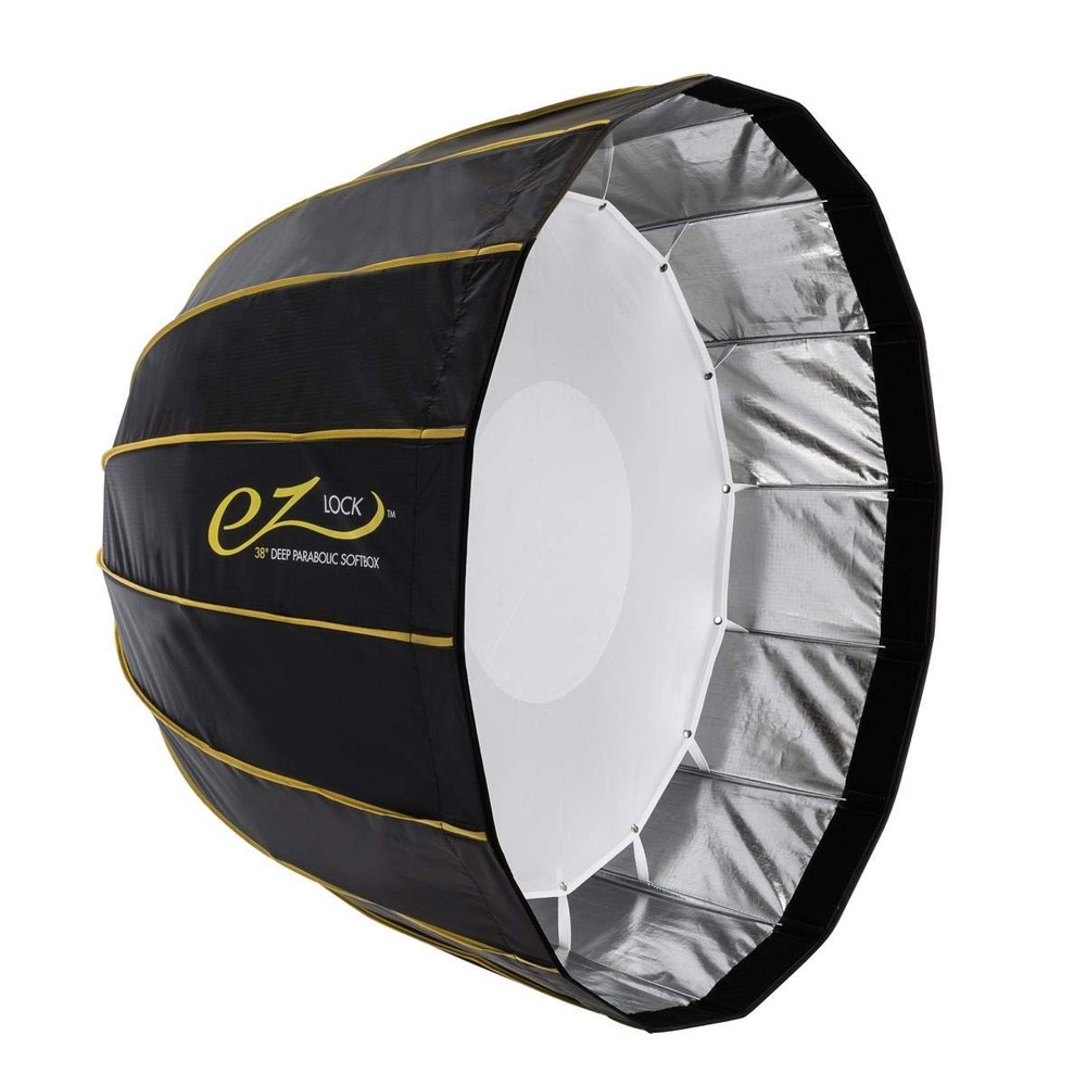 Glow EZ Lock 38" Deep Parabolic Quick Softbox, 16-Sided black, silver