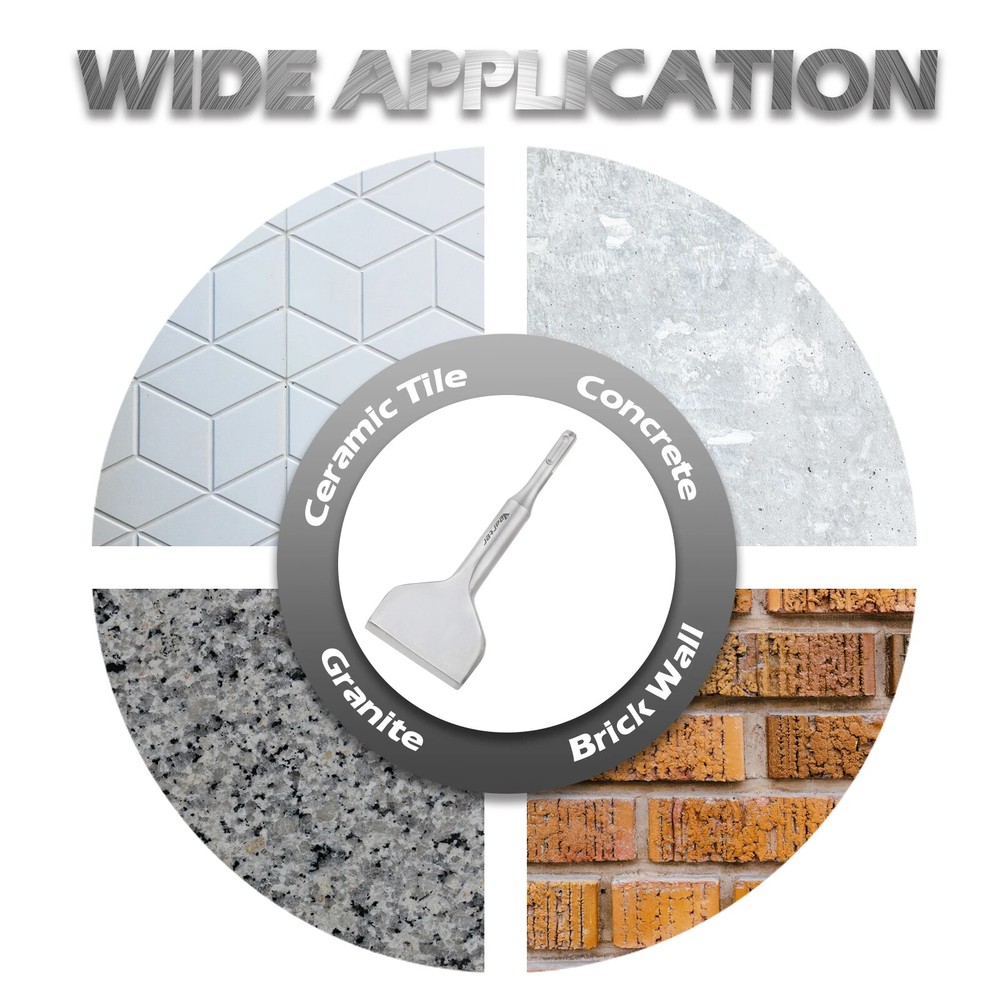 Vearter SDS PLUS Floor Scraper 3''X6.3'' Curved Chisel Bit for Hammer Drill